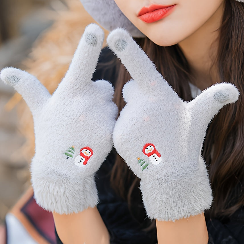 Winter Touch Screen Gloves for Women - Spandex Material, Hand Washable, Elastic, Water-Resistant Non-Slip Mittens with Keep Warm Function - Embossed Design for Outdoor Activities